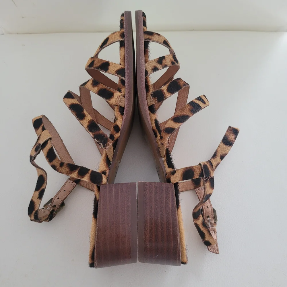 Madewell The Lori Sandal in Leopard Calf Hair Size 6 NEW AH730 - Picture 7 of 15